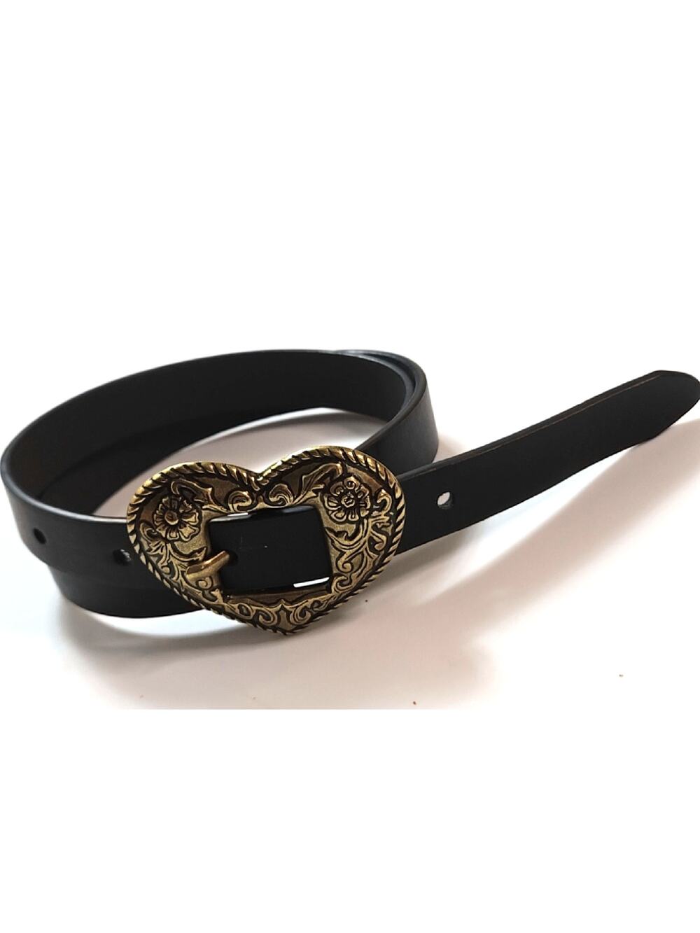 Art Class Girls Western Heart Buckle Belt Gold Tone Size L 10/12